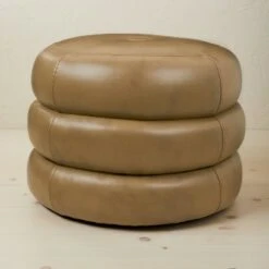 Opalhouse Designed With Jungalow Molise Faux Leather Pouf - Opalhouse™ designed with Jungalow™ Light Brown -Ottomans Official Shop unnamed file 5240