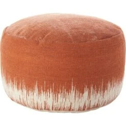 Nourison Life Styles Stonewash Drum Clay Pouf