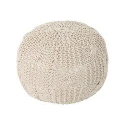 Anouk Knitted Cotton Pouf - Christopher Knight Home Beige -Ottomans Official Shop unnamed file 5255