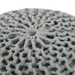 Morven Modern Knitted Cotton Round Pouf - Christopher Knight Home Gray -Ottomans Official Shop unnamed file 5298
