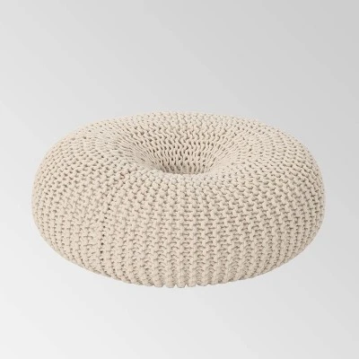 Burley Knitted Donut Pouf - Christopher Knight Home Dark Gray 6 Burley Knitted Donut Pouf - Christopher Knight Home Dark Gray - Image 4