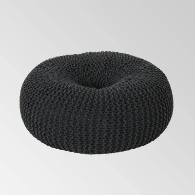 Burley Knitted Donut Pouf - Christopher Knight Home Dark Gray 7 Burley Knitted Donut Pouf - Christopher Knight Home Dark Gray - Image 5