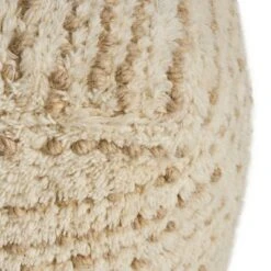 Calzona Boho Wool and Cotton Ottoman Pouf - Christopher Knight Home Ivory/beige -Ottomans Official Shop unnamed file 5311