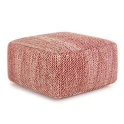 Terri Square Pouf - WyndenHall Patterned Maroon Melange -Ottomans Official Shop unnamed file 5359