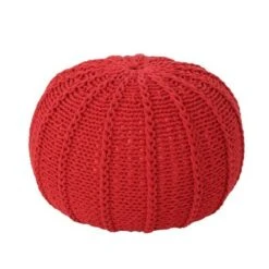 Corisande Knitted Cotton Pouf - Christopher Knight Home Red -Ottomans Official Shop unnamed file 5366