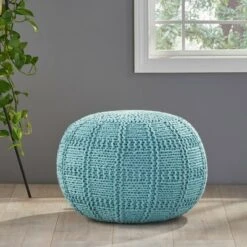 Yuny Handcrafted Modern Fabric Pouf - Christopher Knight Home Yellow