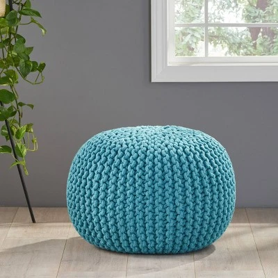 Moro Handcrafted Modern Cotton Pouf - Christopher Knight Home Aqua 3 Moro Handcrafted Modern Cotton Pouf - Christopher Knight Home Aqua