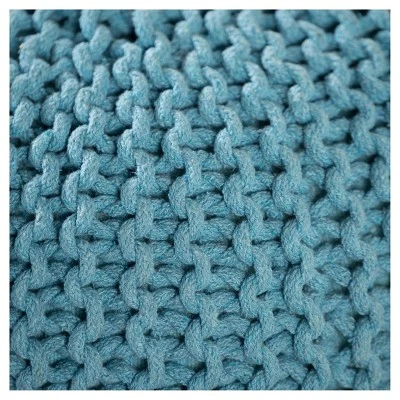 Moro Handcrafted Modern Cotton Pouf - Christopher Knight Home Aqua 4 Moro Handcrafted Modern Cotton Pouf - Christopher Knight Home Aqua - Image 2