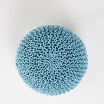 Moro Handcrafted Modern Cotton Pouf - Christopher Knight Home Aqua 5 Moro Handcrafted Modern Cotton Pouf - Christopher Knight Home Aqua - Image 3