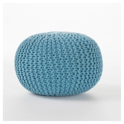 Moro Handcrafted Modern Cotton Pouf - Christopher Knight Home Aqua 10 Moro Handcrafted Modern Cotton Pouf - Christopher Knight Home Aqua - Image 8