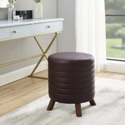 Rivard Round Stool - Linon Dark Gray -Ottomans Official Shop unnamed file 54