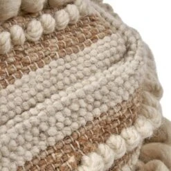 Gerardo Contemporary Wool and Cotton Pouf Ottoman Natural/White - Christopher Knight Home -Ottomans Official Shop unnamed file 5402