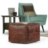 Erving Square Pouf - WyndenHall Distressed Teal Blue -Ottomans Official Shop unnamed file 5405