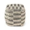 Darlina Contemporary Wool and Cotton Pouf Ottoman White/Black - Christopher Knight Home