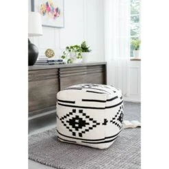 Noir Noor Pouf Black/White Geometric - Anji Mountain -Ottomans Official Shop unnamed file 5439