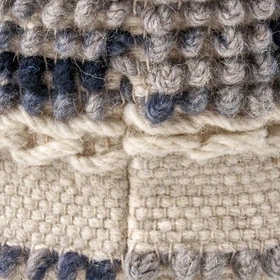 Hambo Contemporary Wool and Cotton Pouf Ottoman White/Blue - Christopher Knight Home 6 Hambo Contemporary Wool and Cotton Pouf Ottoman White/Blue - Christopher Knight Home - Image 4