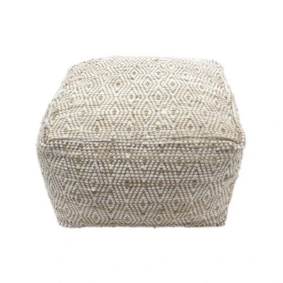 Abella Handcrafted Boho Large Fabric Rectangular Pouf Ivory/Beige - Christopher Knight Home 3 Abella Handcrafted Boho Large Fabric Rectangular Pouf Ivory/Beige - Christopher Knight Home - Image 2
