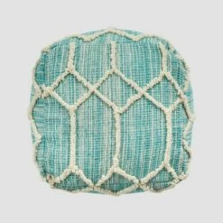 Bluesage Moroccan Inspired Ottoman Pouf Aqua/Ivory - Christopher Knight Home -Ottomans Official Shop unnamed file 5474