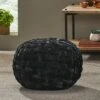 Negley Modern Glam Cable Weave Velvet Round Pouf - Christopher Knight Home Black