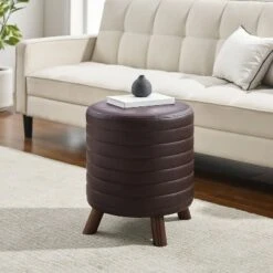 Rivard Round Stool - Linon Dark Gray -Ottomans Official Shop unnamed file 55