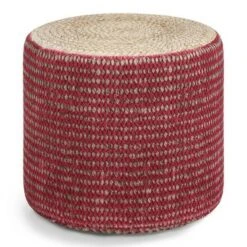 Jordi Round Braided Pouf - WyndenHall Natural/teal -Ottomans Official Shop unnamed file 5507