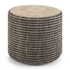 Jordi Round Braided Pouf - WyndenHall Natural/teal -Ottomans Official Shop unnamed file 5509