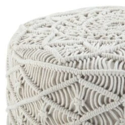 Emile Round Macrame Pouf Natural - WyndenHall -Ottomans Official Shop unnamed file 5539