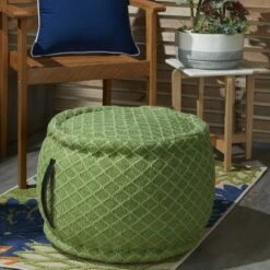 Mina Victory AS696 Indoor/outdoor Pouf - Green 20" x 20" x 12" -Ottomans Official Shop unnamed file 5561