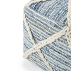 Woodley Square Pouf Natural/Blue - WyndenHall -Ottomans Official Shop unnamed file 5569