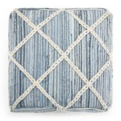 Woodley Square Pouf Natural/Blue - WyndenHall -Ottomans Official Shop unnamed file 5572