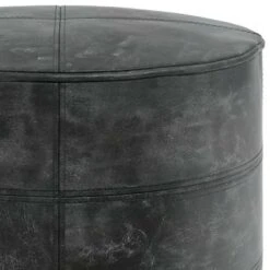 Darian Round Pouf - WyndenHall Distressed Brown -Ottomans Official Shop unnamed file 5598
