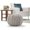 Fabian Transitional Round Hand Knit Pouf Gray - WyndenHall