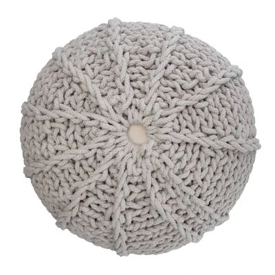 Fabian Transitional Round Hand Knit Pouf Gray - WyndenHall 7 Fabian Transitional Round Hand Knit Pouf Gray - WyndenHall - Image 5