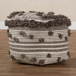 Eligah Handwoven Wool Moroccan Inspired Pouf Ottoman Ivory/Brown - Baxton Studio 9 Eligah Handwoven Wool Moroccan Inspired Pouf Ottoman Ivory/Brown - Baxton Studio -Ottomans Official Shop unnamed file 5627