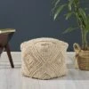 Brower Boho Wool and Cotton Ottoman Pouf Ivory - Christopher Knight Home -Ottomans Official Shop unnamed file 5640