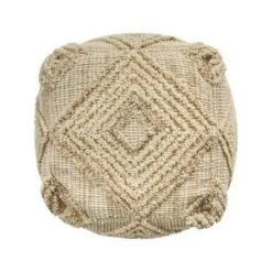 Brower Boho Wool and Cotton Ottoman Pouf Ivory - Christopher Knight Home -Ottomans Official Shop unnamed file 5645