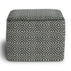 Laurene Square Woven PET Polyester Pouf Gray/White - WyndenHall -Ottomans Official Shop unnamed file 5654