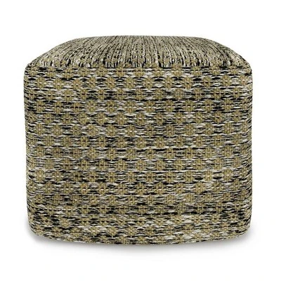 Tabitha Square Woven PET Polyester Pouf Green/Black - WyndenHall 7 Tabitha Square Woven PET Polyester Pouf Green/Black - WyndenHall - Image 5