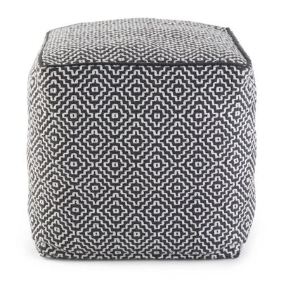 Dawsey Moroccan Inspired Pouf Blue/White - WyndenHall 8 Dawsey Moroccan Inspired Pouf Blue/White - WyndenHall - Image 6