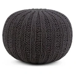 Grandville Hand Knit Round Pouf - WyndenHall Teal -Ottomans Official Shop unnamed file 5685