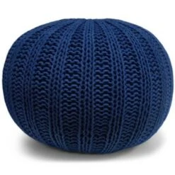 Grandville Hand Knit Round Pouf - WyndenHall Teal -Ottomans Official Shop unnamed file 5690