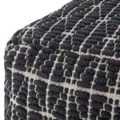 Burrell Transitional Cube Pouf in Dark Blue/White - WyndenHall -Ottomans Official Shop unnamed file 5699
