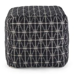 Burrell Transitional Cube Pouf in Dark Blue/White - WyndenHall -Ottomans Official Shop unnamed file 5703