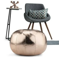 Charisse Round Moroccan Pouf - Wyndenhall Gold