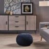 Abena Modern Knitted Cotton Round Pouf - Christopher Knight Home Beige