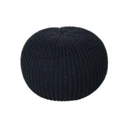 Abena Modern Knitted Cotton Round Pouf - Christopher Knight Home Beige -Ottomans Official Shop unnamed file 5734