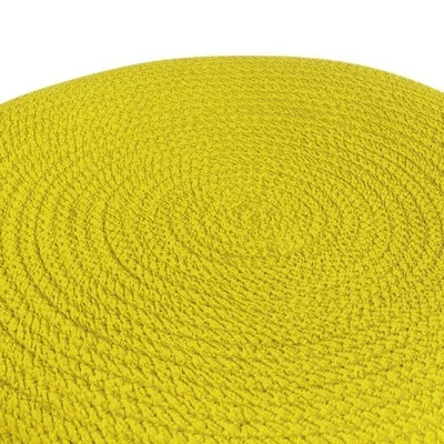 Elza Round Woven PET Polyester Pouf Gray/Yellow - WyndenHall 5 Elza Round Woven PET Polyester Pouf Gray/Yellow - WyndenHall - Image 3