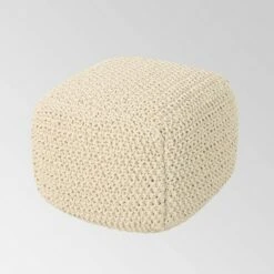Elowski Knitted Pouf - Christopher Knight Home Beige -Ottomans Official Shop unnamed file 5752