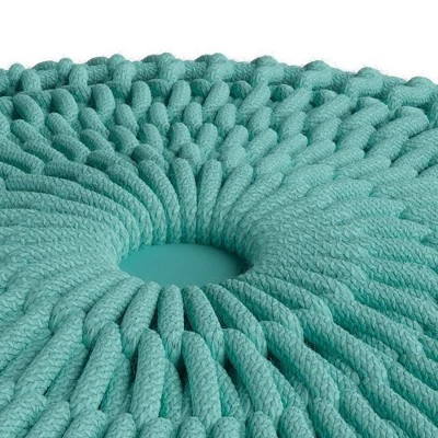 Holloway Round Knitted PET Polyester Pouf Aqua - WyndenHall 5 Holloway Round Knitted PET Polyester Pouf Aqua - WyndenHall - Image 3