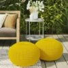 Holloway Round Knitted PET Polyester Pouf Yellow - WyndenHall 1 Holloway Round Knitted PET Polyester Pouf Yellow - WyndenHall -Ottomans Official Shop unnamed file 5773